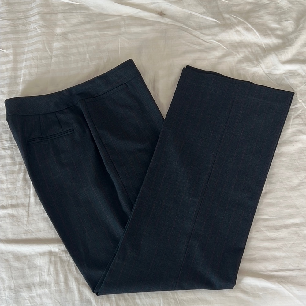 Anne Klein Woman’s Striped Charcoal and Crimson Pants Size 10